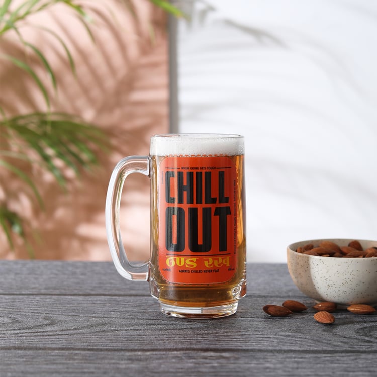 EK DO DHAI Glass Chill Out Print Beer Mug - 350ml