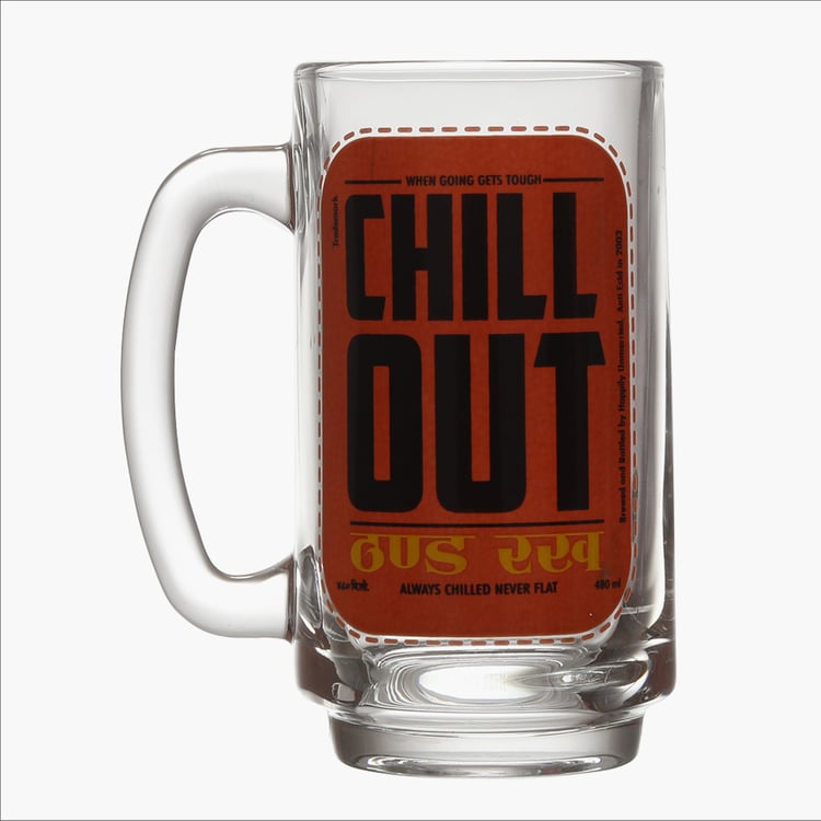 EK DO DHAI Glass Chill Out Print Beer Mug - 350ml