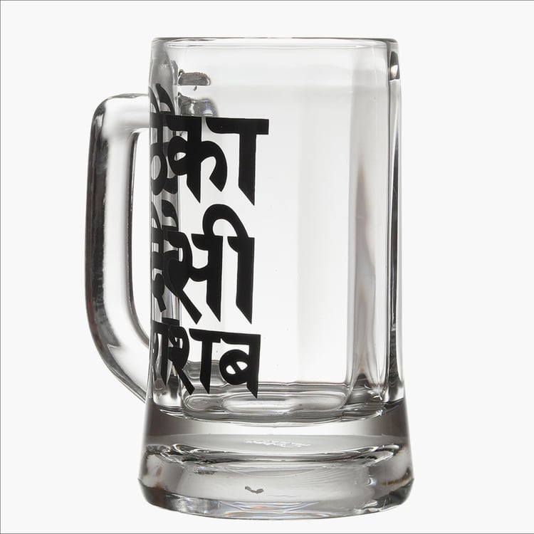 EK DO DHAI Glass Printed Beer Mug - 350ml