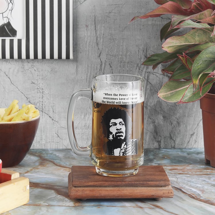 EK DO DHAI Glass Jimi Hendrix Print Beer Mug - 350ml