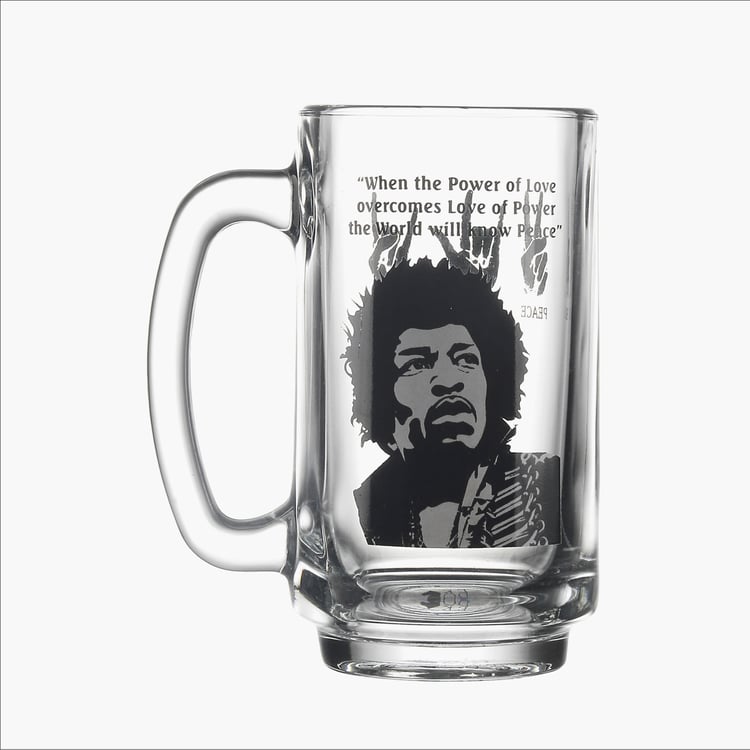 EK DO DHAI Glass Jimi Hendrix Print Beer Mug - 350ml