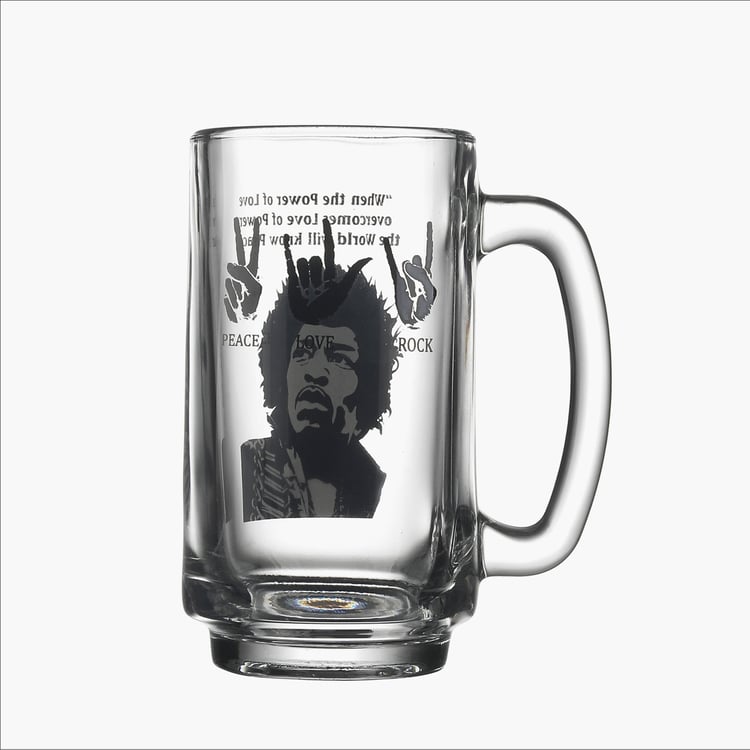 EK DO DHAI Glass Jimi Hendrix Print Beer Mug - 350ml