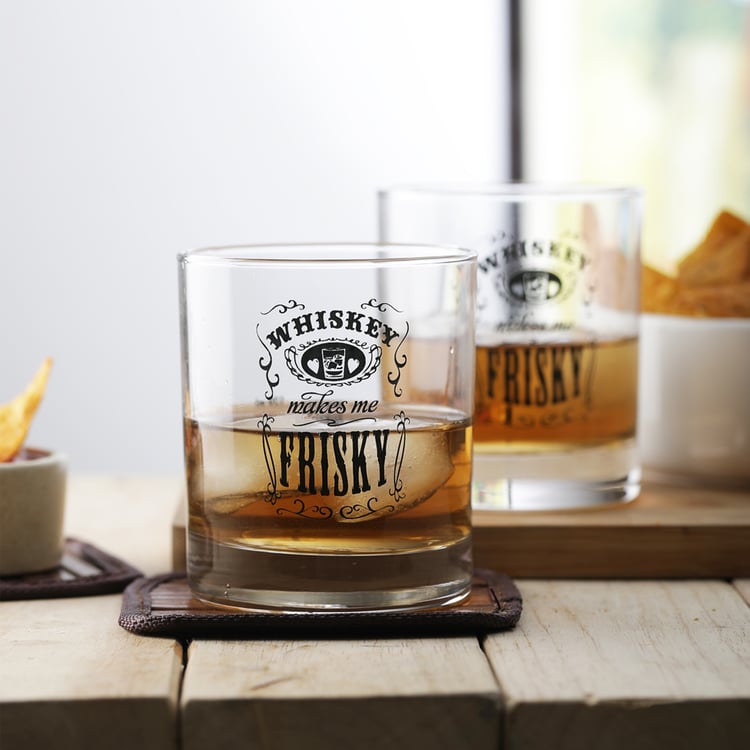 EK DO DHAI Friskey Set of 2 Printed Whisky Glasses - 300ml