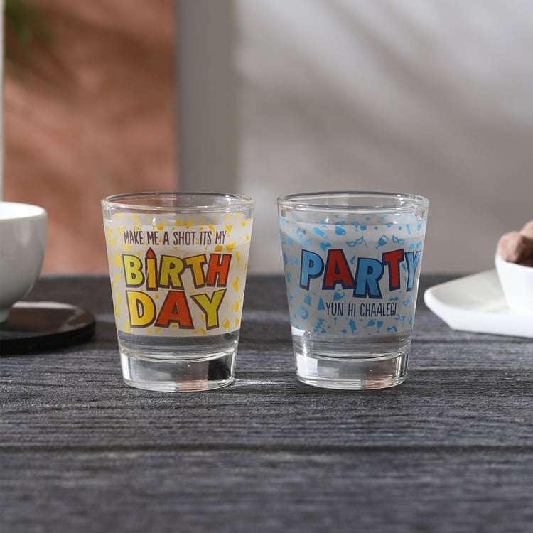 EK DO DHAI Set of 2 Birthday Print Shot Glasses - 60ml