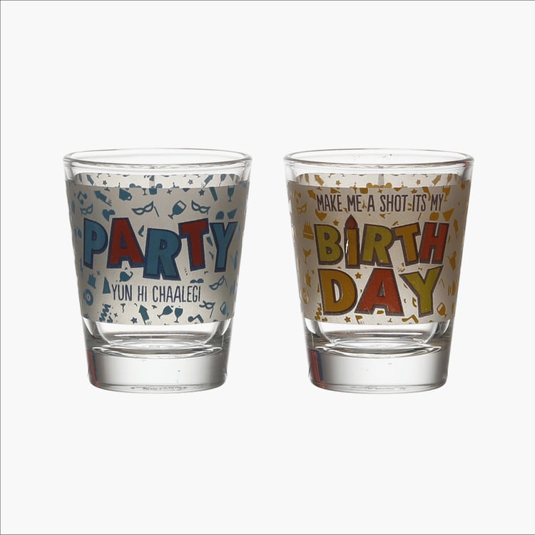 EK DO DHAI Set of 2 Birthday Print Shot Glasses - 60ml