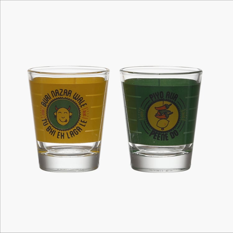 EK DO DHAI Det of 2 Printed Shot Glasses - 60ml