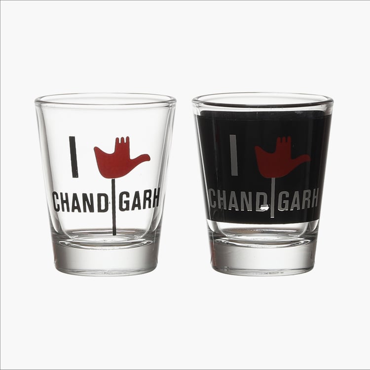 EK DO DHAI Set of 2 Printed Shot Glasses - 60ml