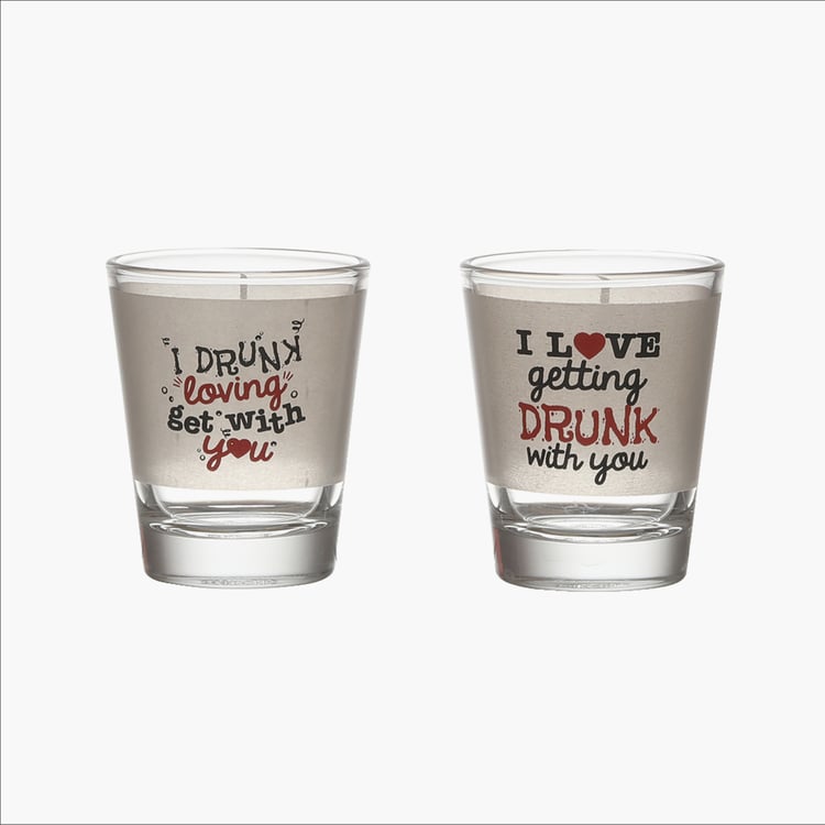 EK DO DHAI Set of 2 Printed Shot Glasses - 60ml