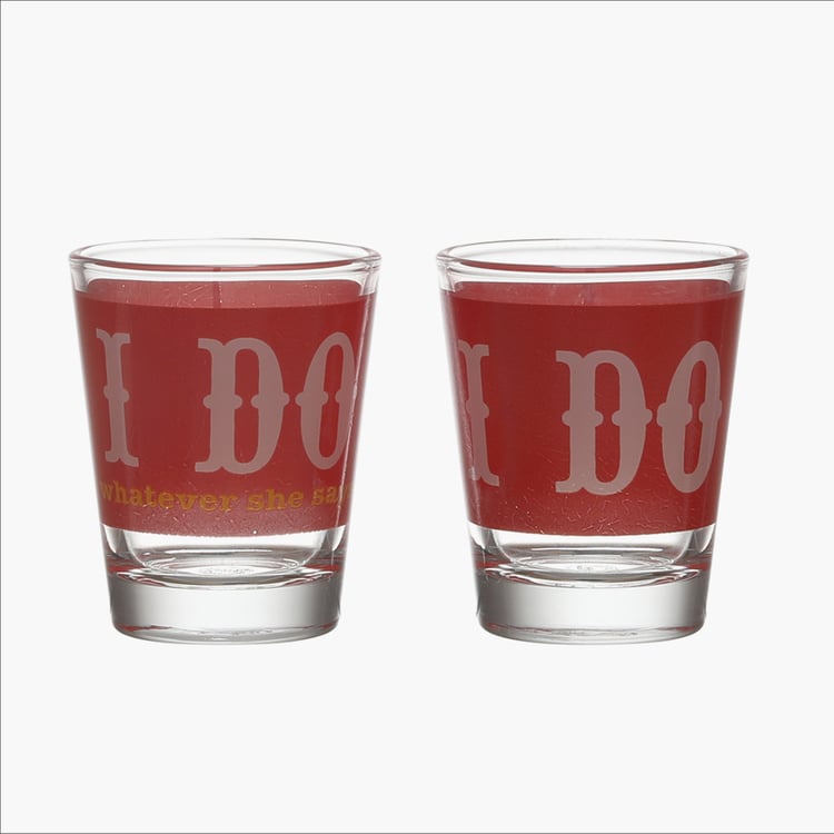 EK DO DHAI Set of 2 Printed Shot Glasses - 60ml