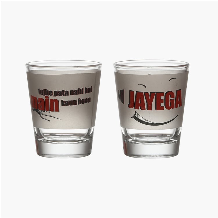 EK DO DHAI Set of 2 Printed Shot Glasses - 60ml