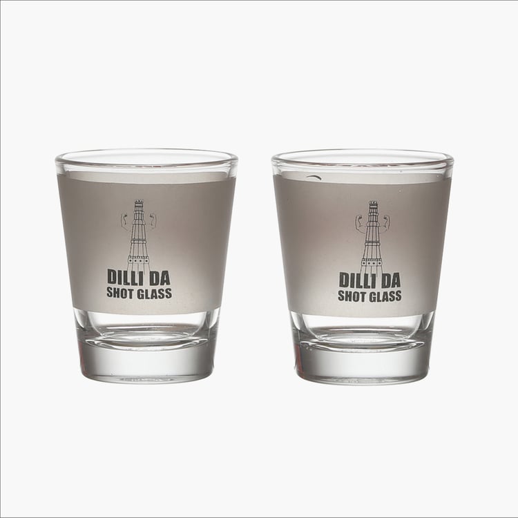 EK DO DHAI Set of 2 Printed Shot Glasses - 60ml