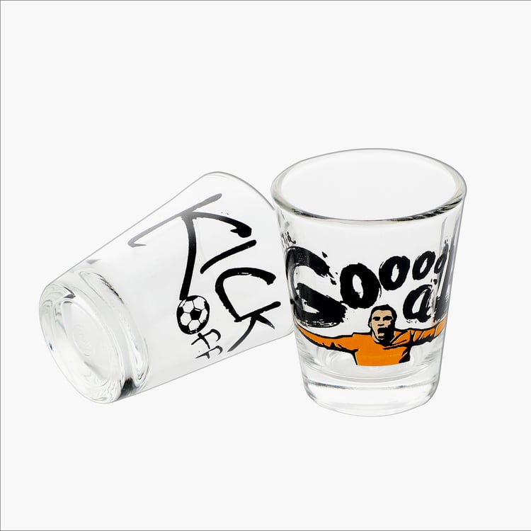 EK DO DHAI Set of 2 Printed Shot Glasses - 60ml