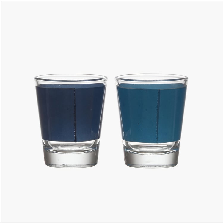 EK DO DHAI Set of 2 Printed Shot Glasses - 60ml