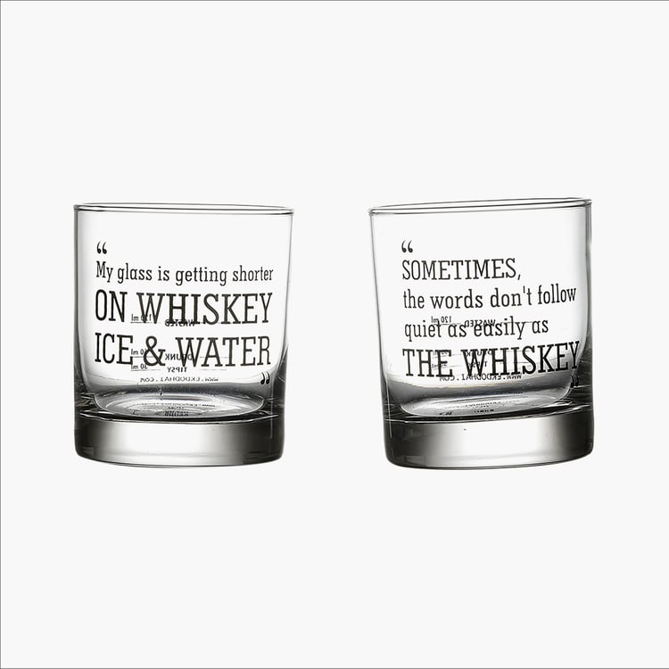 EK DO DHAI Set of 4 Printed Whisky Glasses - 300ml