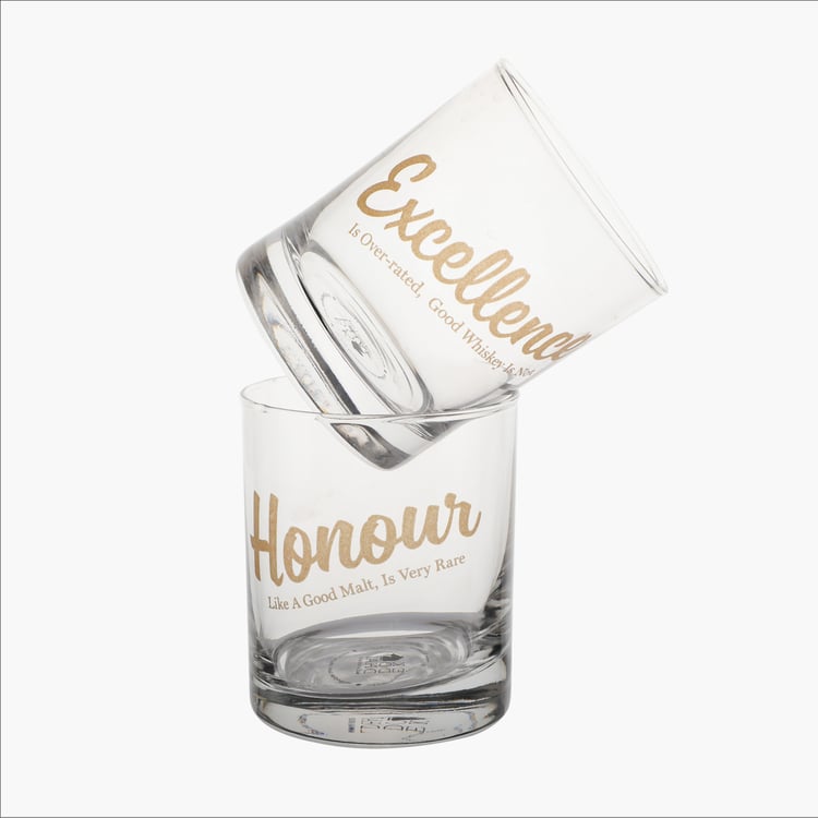 EK DO DHAI Set of 4 Printed Glasses - 300ml