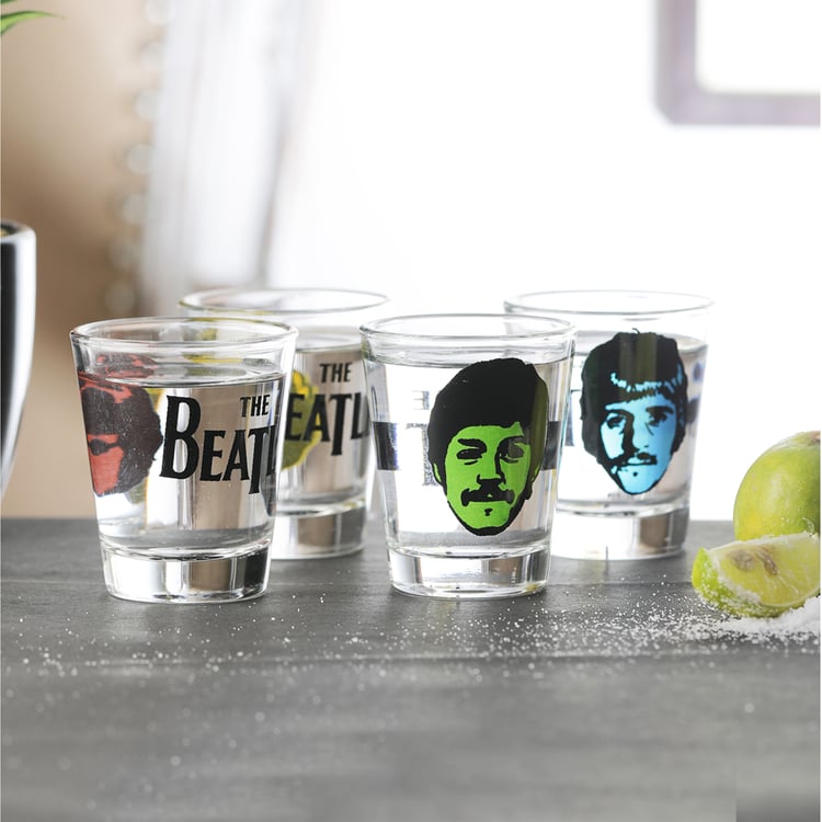 EK DO DHAI Set of 4 Printed Shot Glasses - 60ml