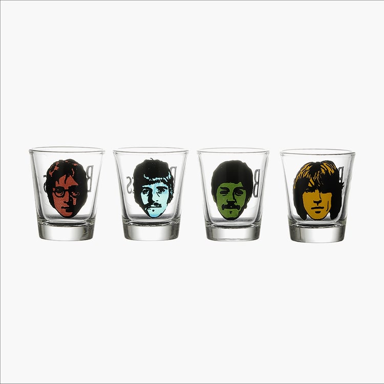 EK DO DHAI Set of 4 Printed Shot Glasses - 60ml