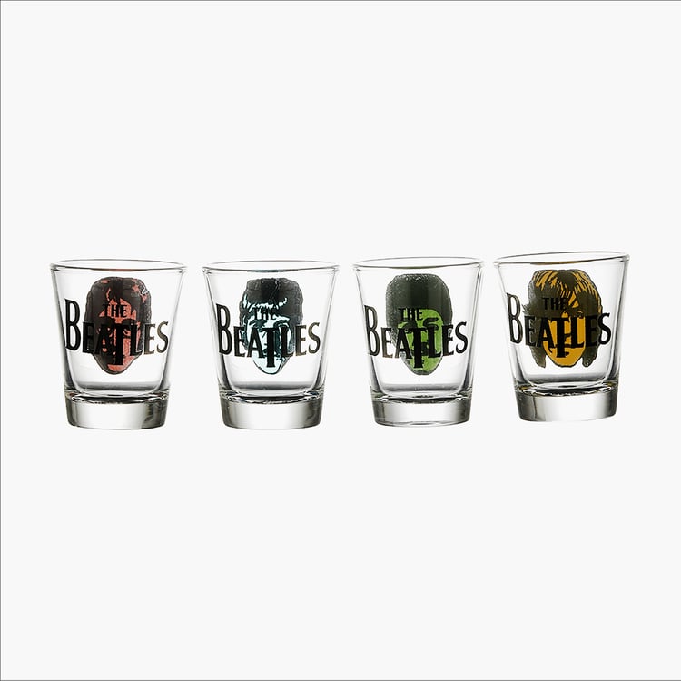 EK DO DHAI Set of 4 Printed Shot Glasses - 60ml