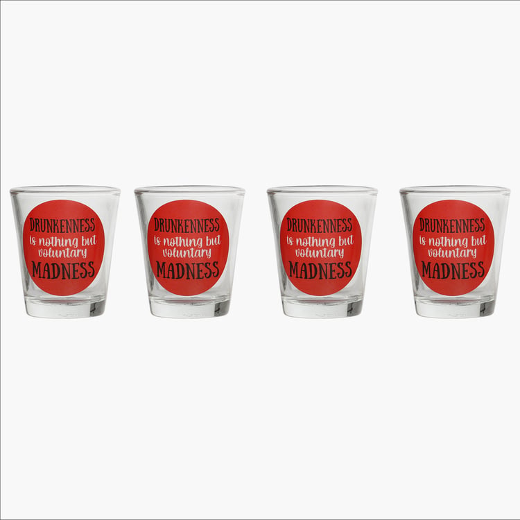 EK DO DHAI Set of 4 Printed Shot Glasses - 60ml