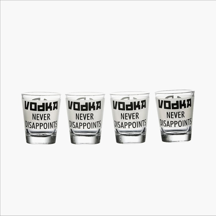 EK DO DHAI Set of 4 Printed Shot Glasses - 60ml