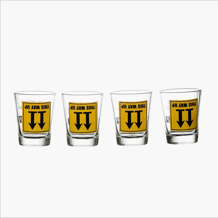 EK DO DHAI Set of 4 Printed Shot Glasses - 60ml