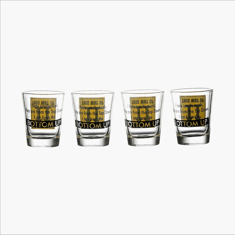 EK DO DHAI Set of 4 Printed Shot Glasses - 60ml