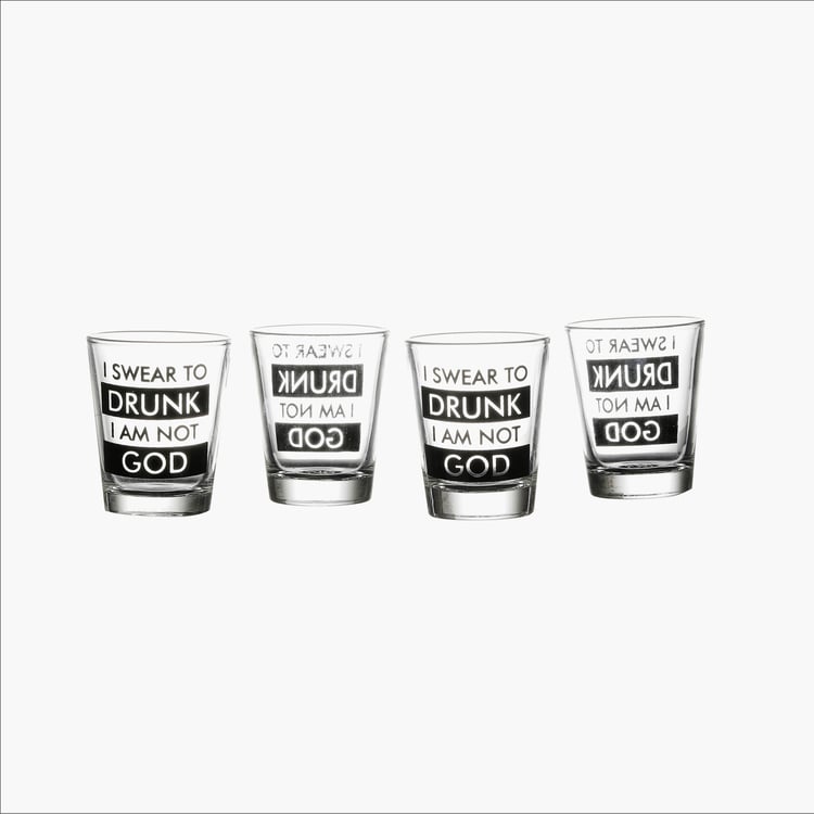 EK DO DHAI Set of 4 Printed Shot Glasses - 60ml