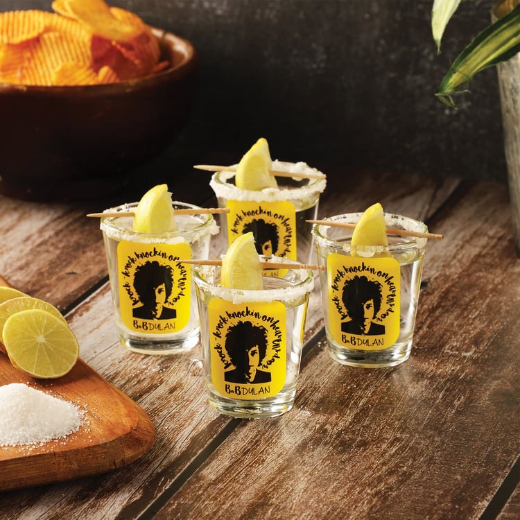 EK DO DHAI Set of 4 Printed Shot Glasses - 60ml