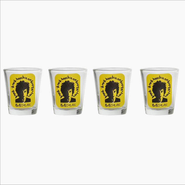 EK DO DHAI Set of 4 Printed Shot Glasses - 60ml