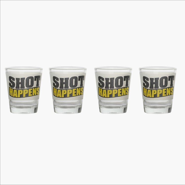 EK DO DHAI Set of 4 Printed Shot Glasses - 60ml