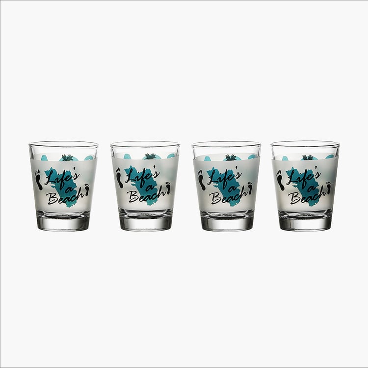 EK DO DHAI Set of 4 Printed Shot Glasses - 60ml