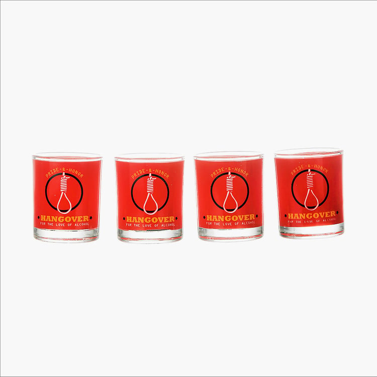 EK DO DHAI Set of 4 Printed Shot Glasses - 60ml