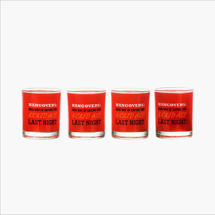 EK DO DHAI Set of 4 Printed Shot Glasses - 60ml