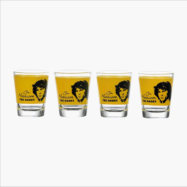 EK DO DHAI Set of 4 Jim Morrison Print Shot Glasses - 60ml