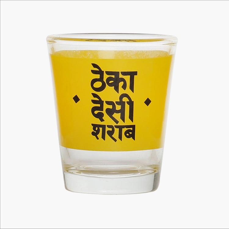 EK DO DHAI Set of 4 Printed Shot Glasses - 60ml