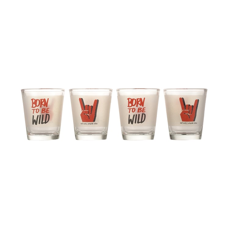 EK DO DHAI Set of 4 Printed Shot Glasses - 60ml