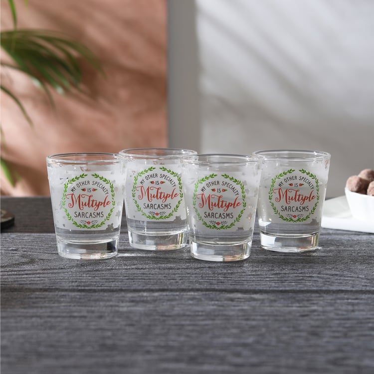 EK DO DHAI Set of 4 Printed Shot Glasses - 60ml