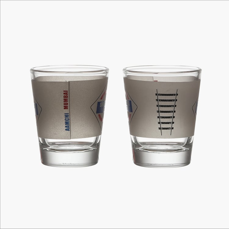 EK DO DHAI Set of 4 Printed Shot Glasses - 60ml