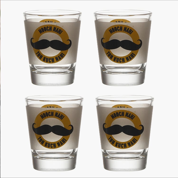 EK DO DHAI Set of 4 Printed Shot Glasses - 60ml