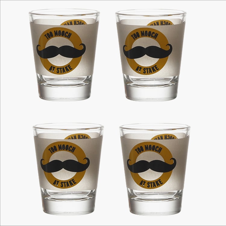 EK DO DHAI Set of 4 Printed Shot Glasses - 60ml