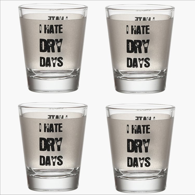 EK DO DHAI Set of 4 Printed Shot Glasses - 60ml