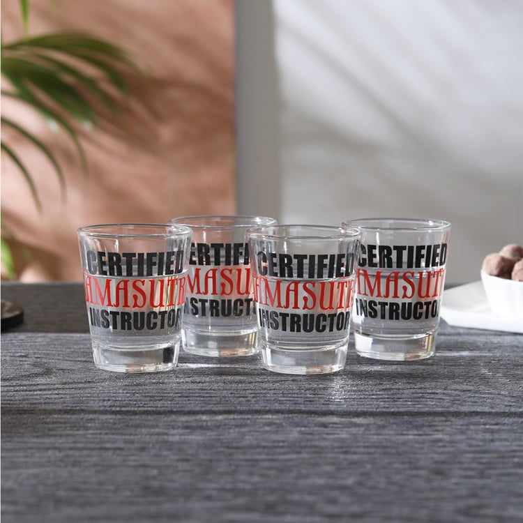 EK DO DHAI Set of 4 Printed Shot Glasses - 60ml