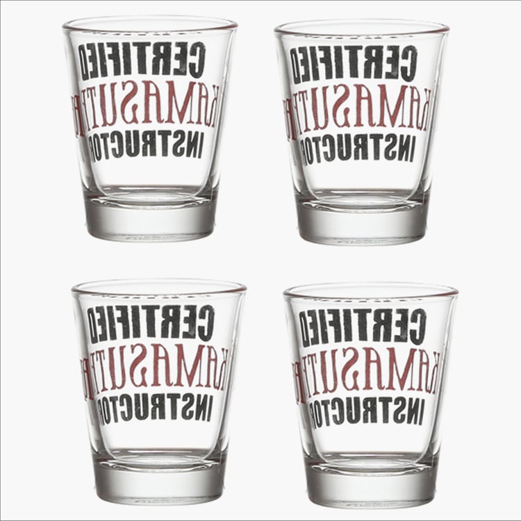 EK DO DHAI Set of 4 Printed Shot Glasses - 60ml