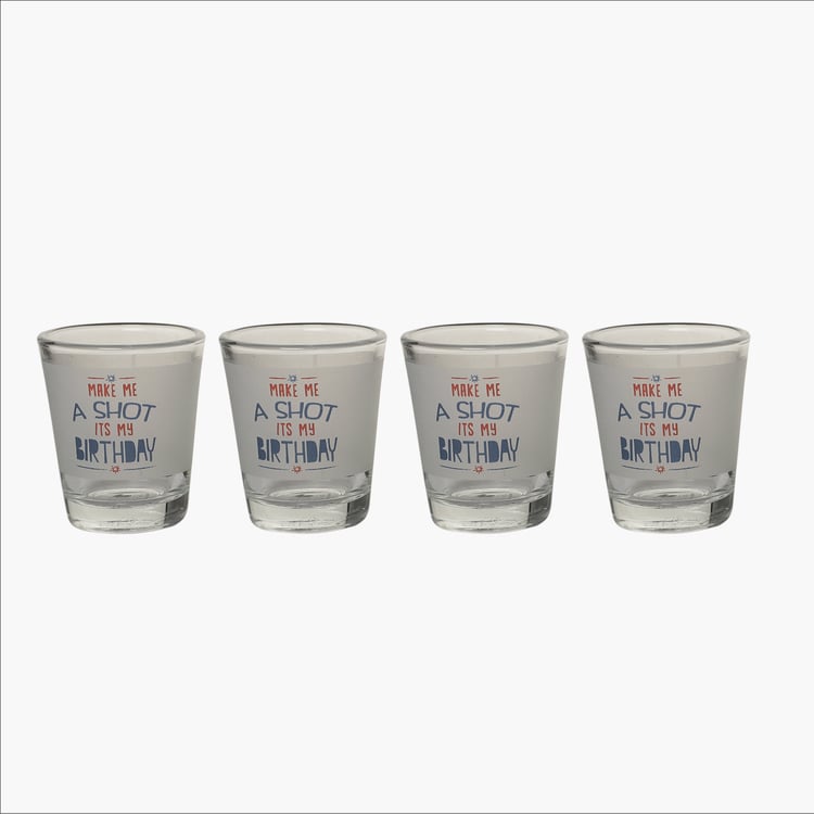 EK DO DHAI Set of 4 Printed Shot Glasses - 60ml