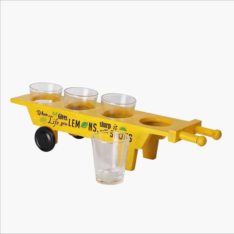 EK DO DHAI Set of 4 Shot Glasses with Cart - 60ml