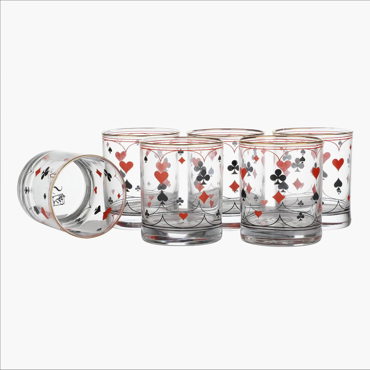 EK DO DHAI Sante Set of 6 Printed Glasses - 300ml