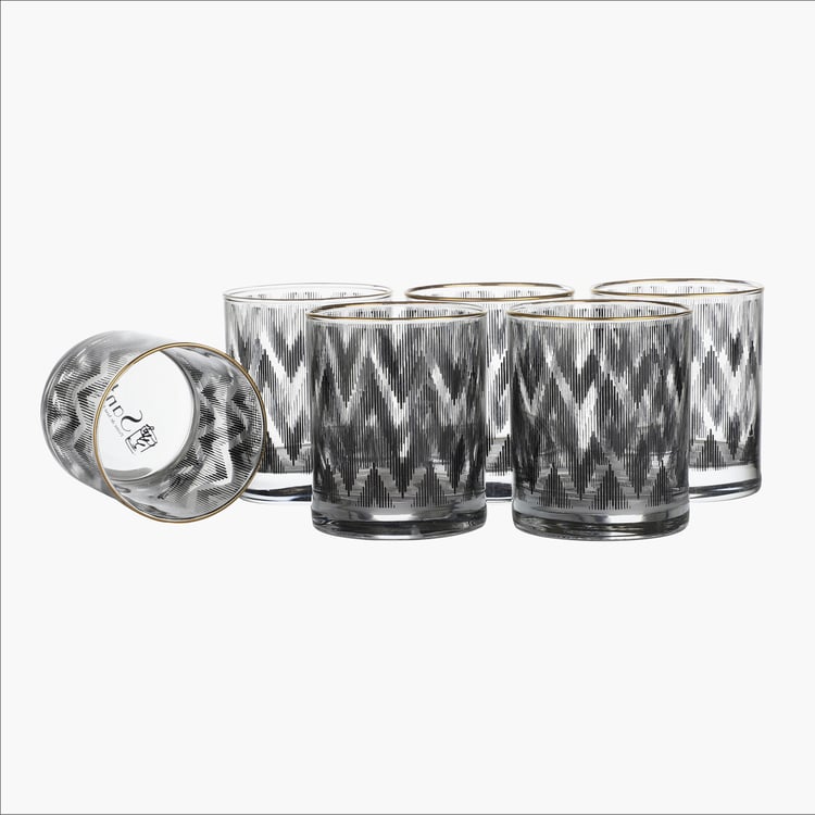 EK DO DHAI Sante Set of 6 Printed Whisky Glasses - 300ml