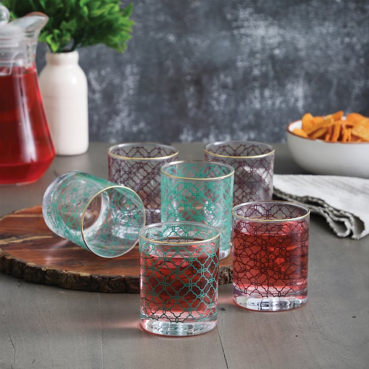 EK DO DHAI Sante Set of 6 Turkish Print Glasses - 300ml