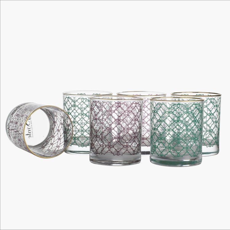 EK DO DHAI Sante Set of 6 Turkish Print Glasses - 300ml