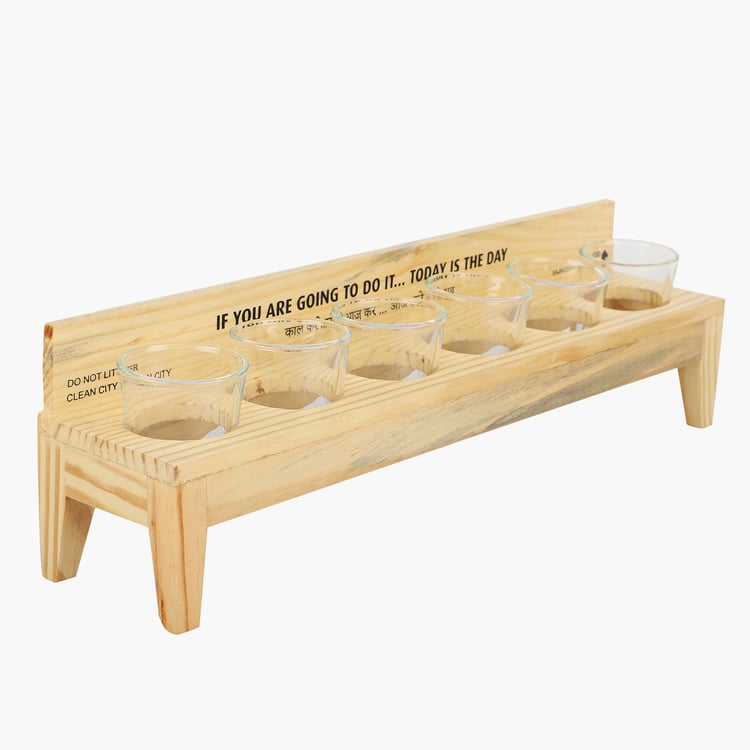 EK DO DHAI Set of 6 Shot Glasses with Bench Stand - 60ml